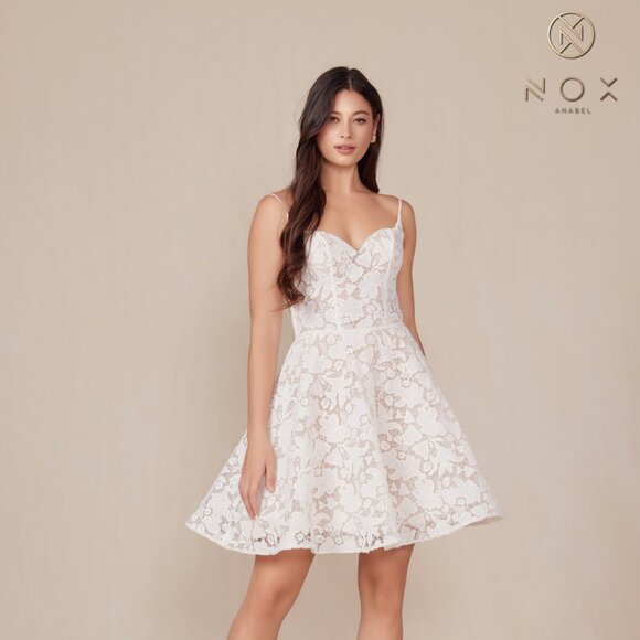 NEW FORMAL SLEEVELESS MINI FLORAL LACE EMBELLISHED A-LINE SHORT DRESS NX E917W